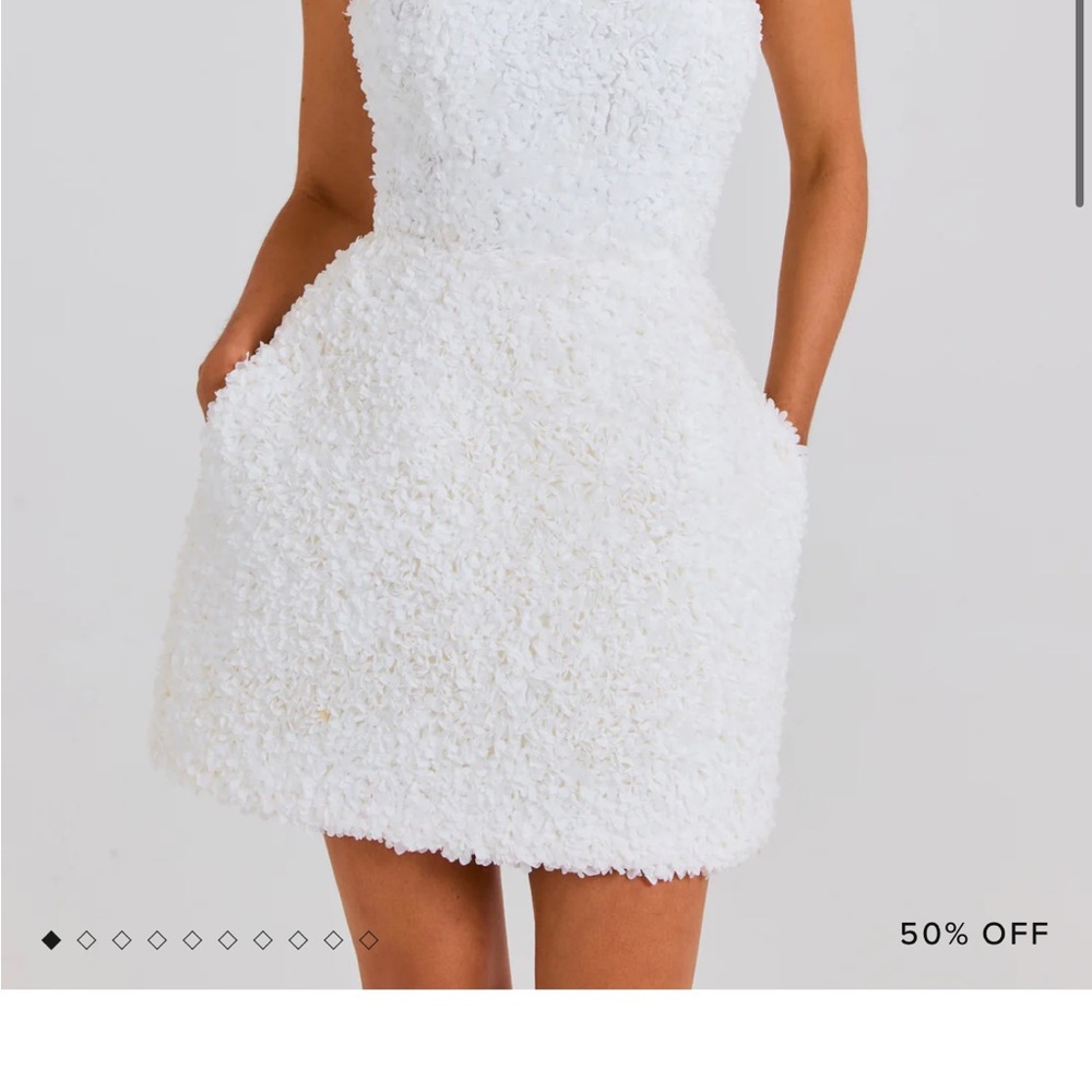 NADINE MERABI Maisy Strapless Textured White Dress